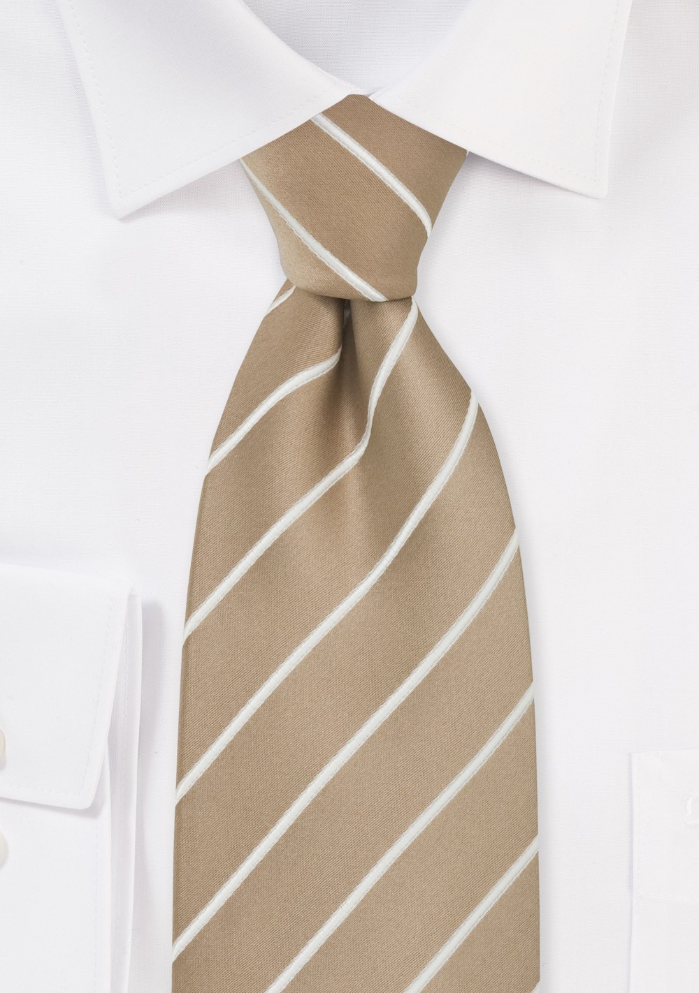 Beige Striped Extra Long Necktie