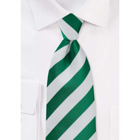 Metallic Green and White Striped Tie
