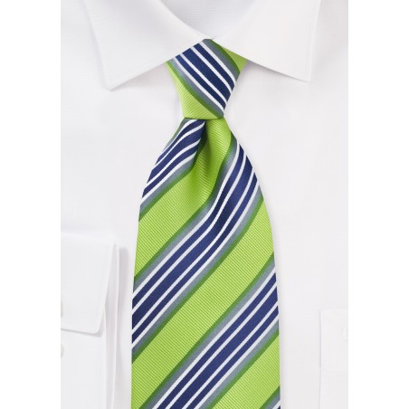 Lime and Navy Striped Tie