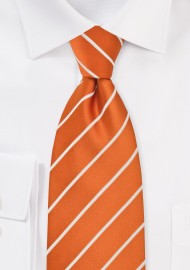 XL Striped Tie Persimmon Orange White