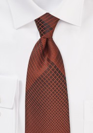 Bold Copper and Black Plaid Tie