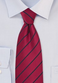 Striped Tie in Raspberry and Navy