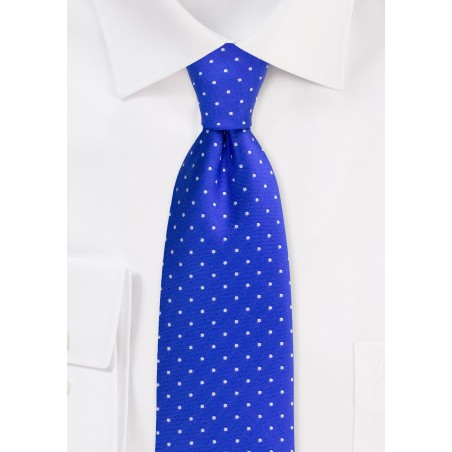 Royal Blue and Silver Polka Dot Tie