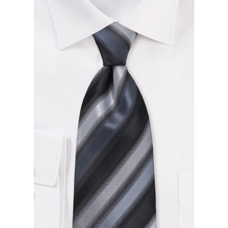 Black and Silver Striped Tie
