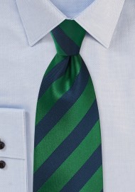 XL Striped Tie in Hunter Green and Navy