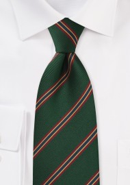 Kids Regimental Striped tie in Dark Green, Red, Gold, and Blue