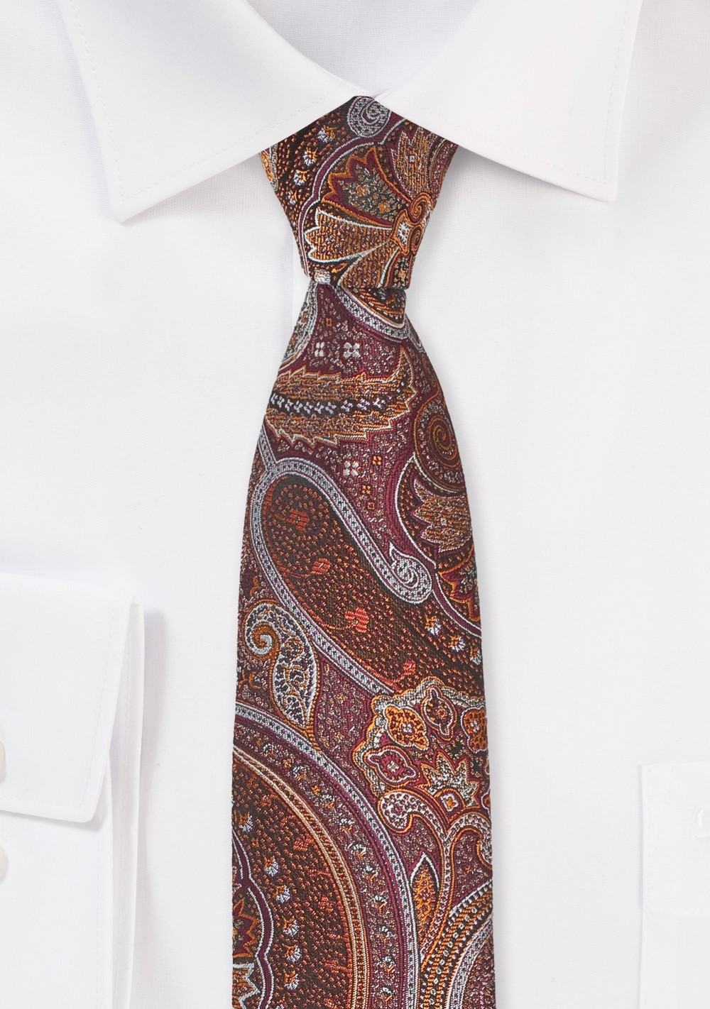 Skinny Paisley Tie in Copper and Brown