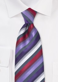 Purple and Red Striped Tie
