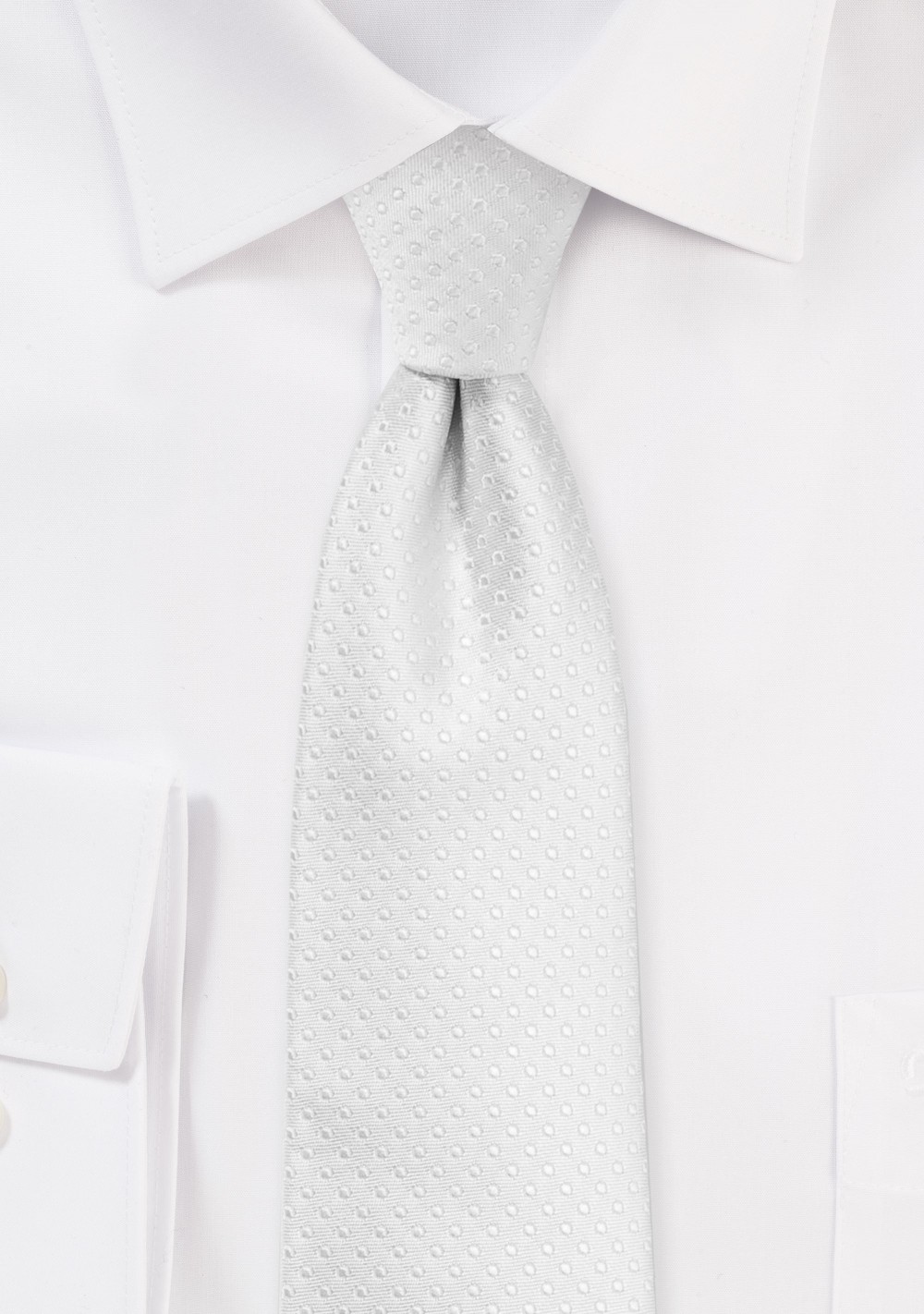 Skinny White Tie with Pin Dots | Cheap-Neckties.com