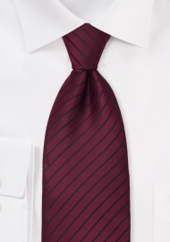 Merlot Red Necktie With Narrow Black Stripes