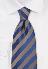 Bronze and Royal Blue Striped Tie
