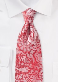 Bright Poppy Red Paisley Tie