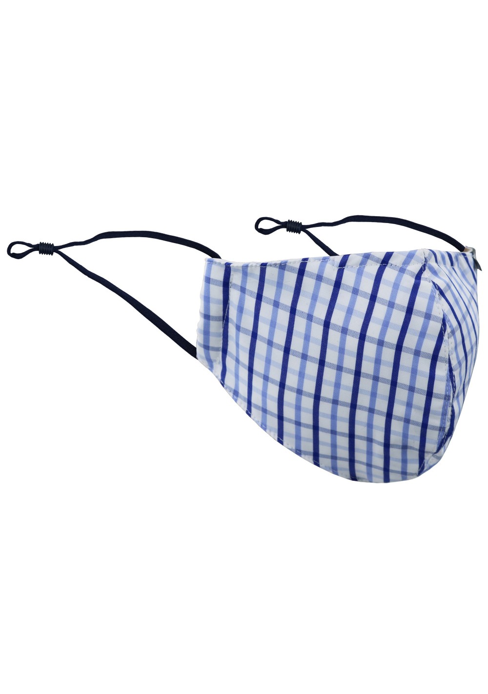 Tattersall Check Face Mask in Blue and White