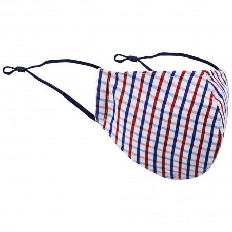 Tattersall Check Face Mask in Red, White, and Blue