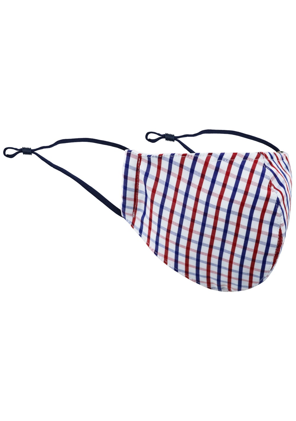 Tattersall Check Face Mask in Red, White, and Blue