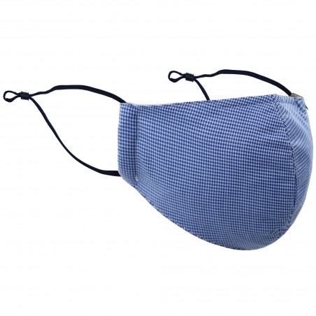 Blue and White Houndstooth Check Mask