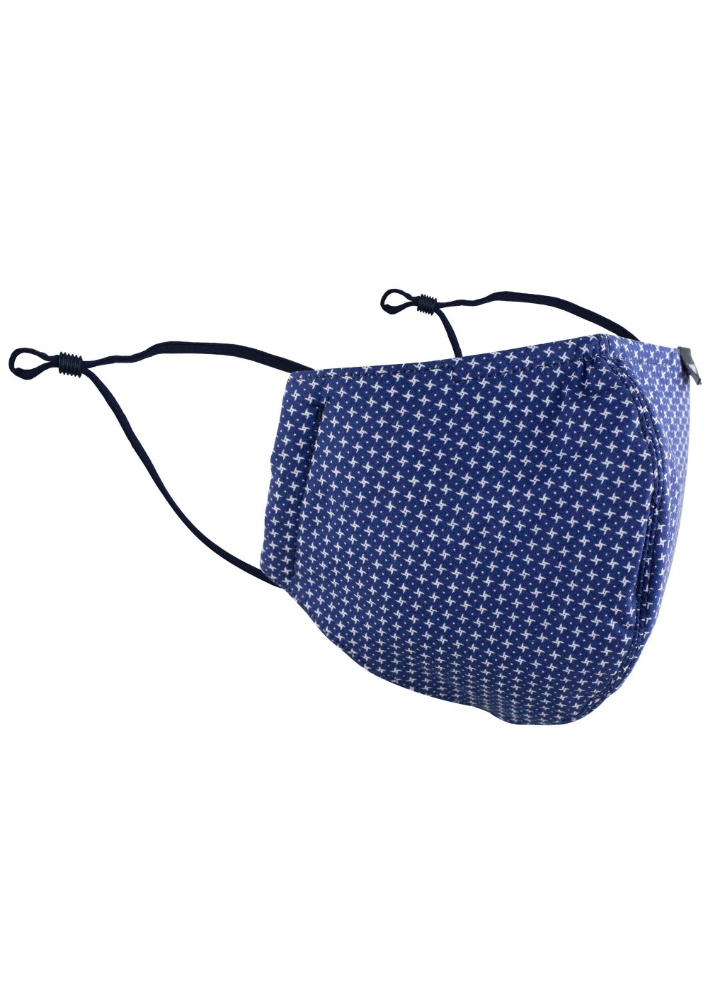 designer fabric face masks by BYOM in navy with star print