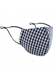 Gingham Check Cotton Mask in Navy