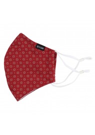 Cherry red fabric face mask with filter flat