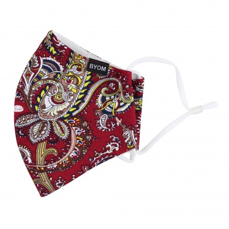 red paisley print face masks in cotton by BYOM