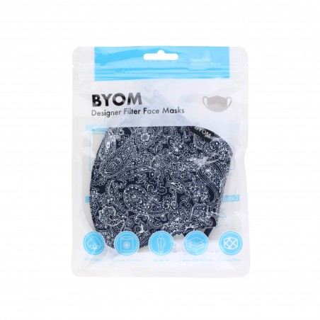 bandana paisley print face mask in cotton with filter flat in bag