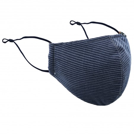 Navy Pin Striped Face Mask