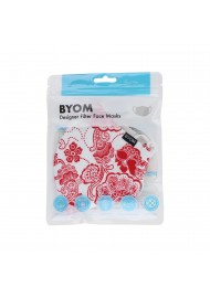 Red and White Floral Paisley Cotton Filter Mask in bag