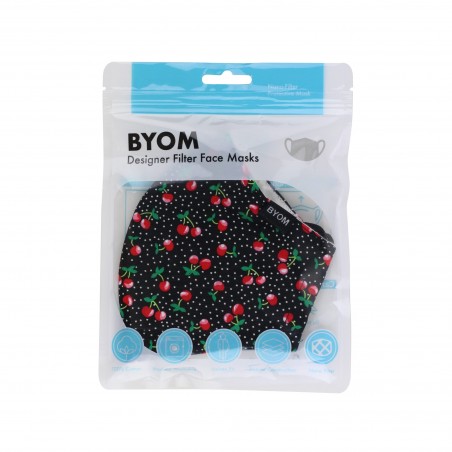 Cherry Print Cotton Filter Face Mask in Bag