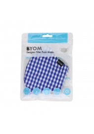 Gingham Check Cotton Mask in Royal in Mask Bag