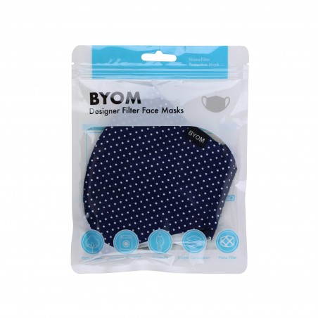 Navy and White Pin Dot Print Face Mask in Bag