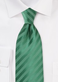 Pine Green Hued Kids Tie with Subtle Stripes