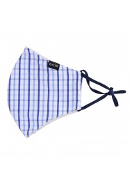Tattersall Check Face Mask in Blue and White Flat
