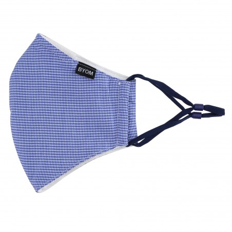Blue and White Houndstooth Check Mask