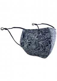 Face Mask in Navy with Bandana Print