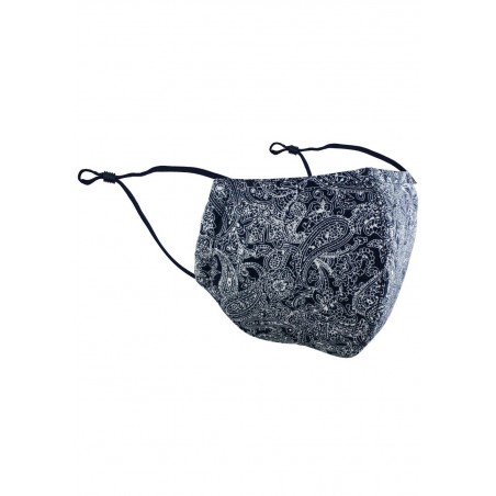 Face Mask in Navy with Bandana Print