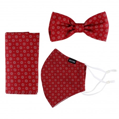 Bow Tie + Face Mask Set in Cherry Red