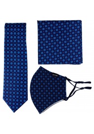 3-piece Necktie and Mask Set in Classic Blues