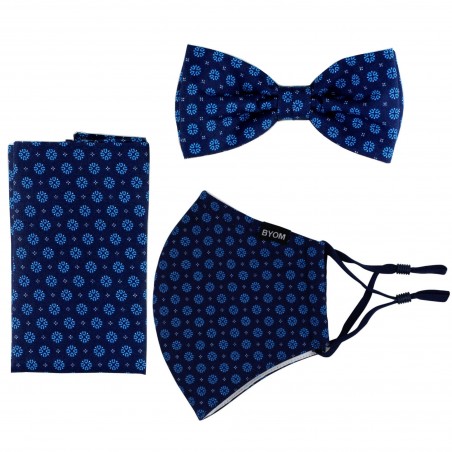 3-piece Bow Tie and Face Mask Set in Blues
