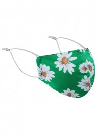 Daisy Print Face Mask in Spring Green