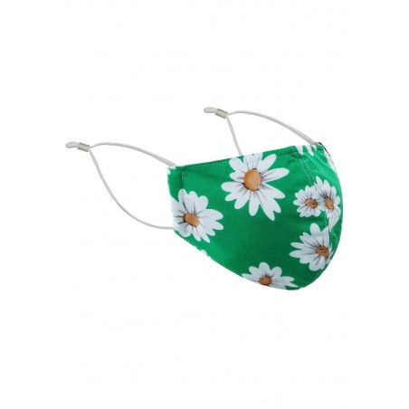 Daisy Print Face Mask in Spring Green