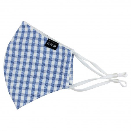 Stylish Plaid Mask in Light Blue and White