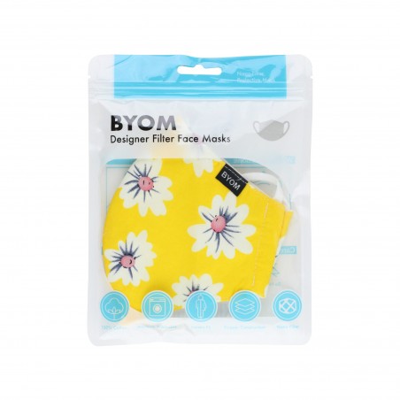 Yellow Floral Face Mask in Bag