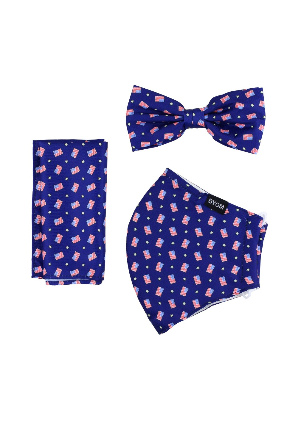 face mask and bow tie with USA flag