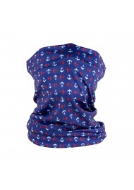 anchor print neck gaiter in royal blue, white and red