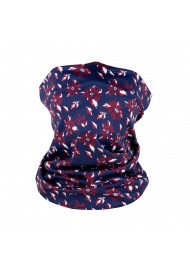 floral neck gaiter in navy and maroon
