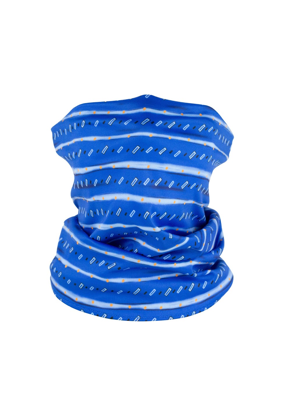 geometric striped neck gaiter mask in bright royal blue