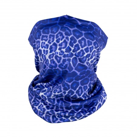 Leopard print neck gaiter mask in tie dye blue