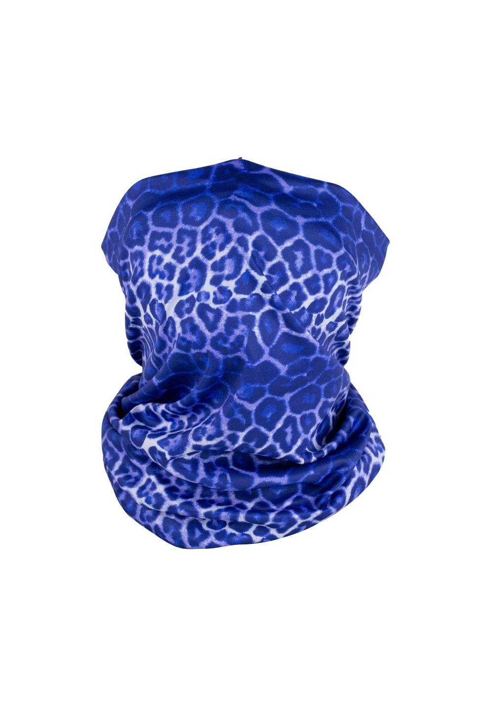 Leopard print neck gaiter mask in tie dye blue