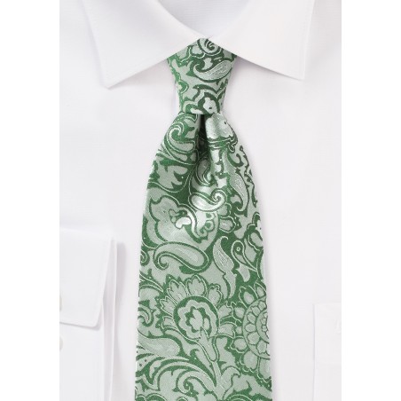 Paisley Designer Tie in Clover Green