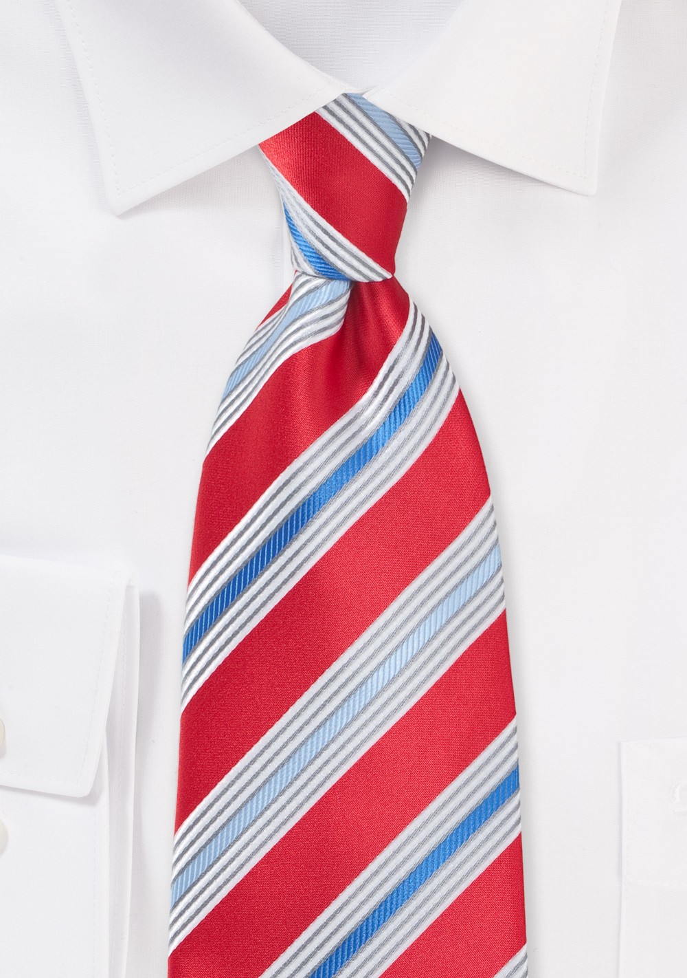 Vivid Poppy Colred Striped Tie